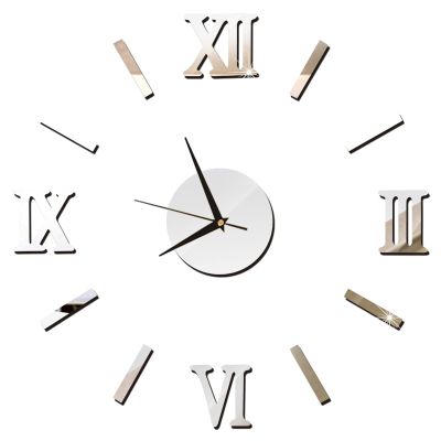 BEIYINAI 3D Mirror Wall Clock Sticker Acrylic Roman Number Art Decal Wallpaper Wall Clock Sticker Decor