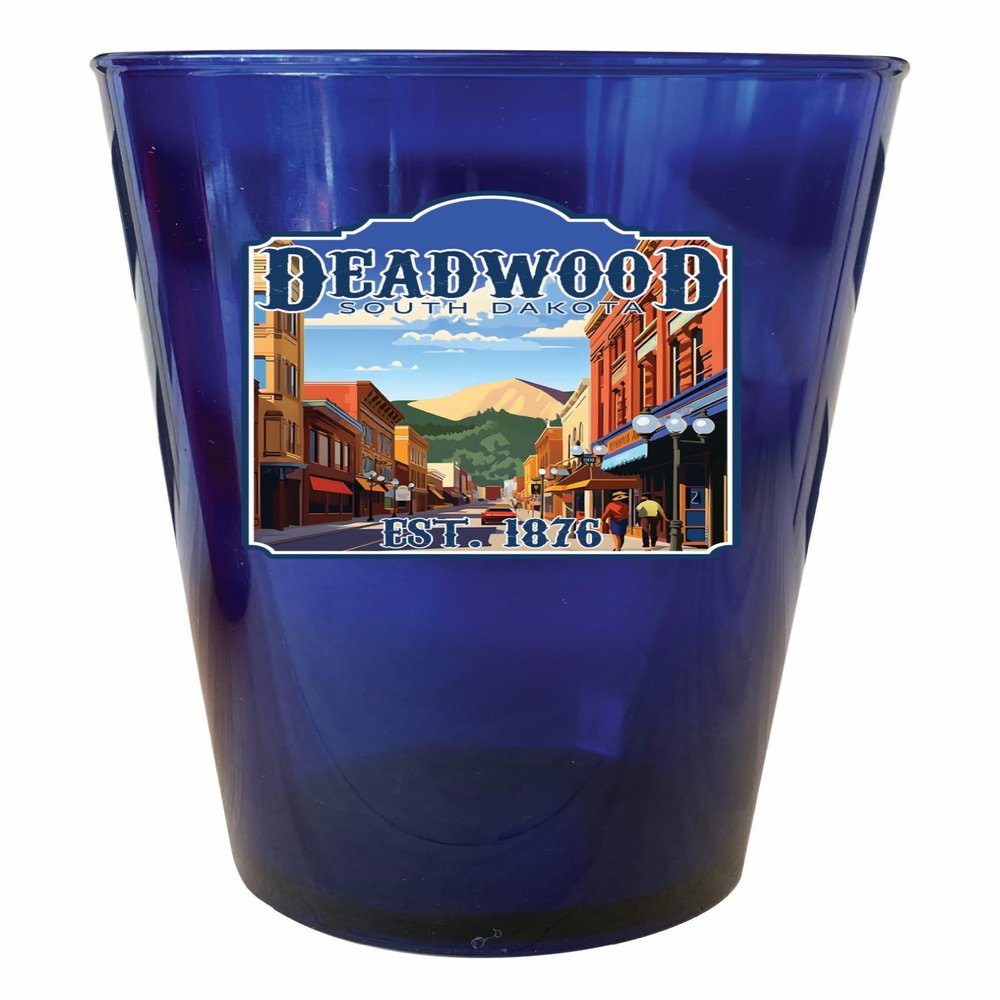 R and R Imports Deadwood South Dakota Wild West Design Souvenir Plastic 16 oz pint Blue Single