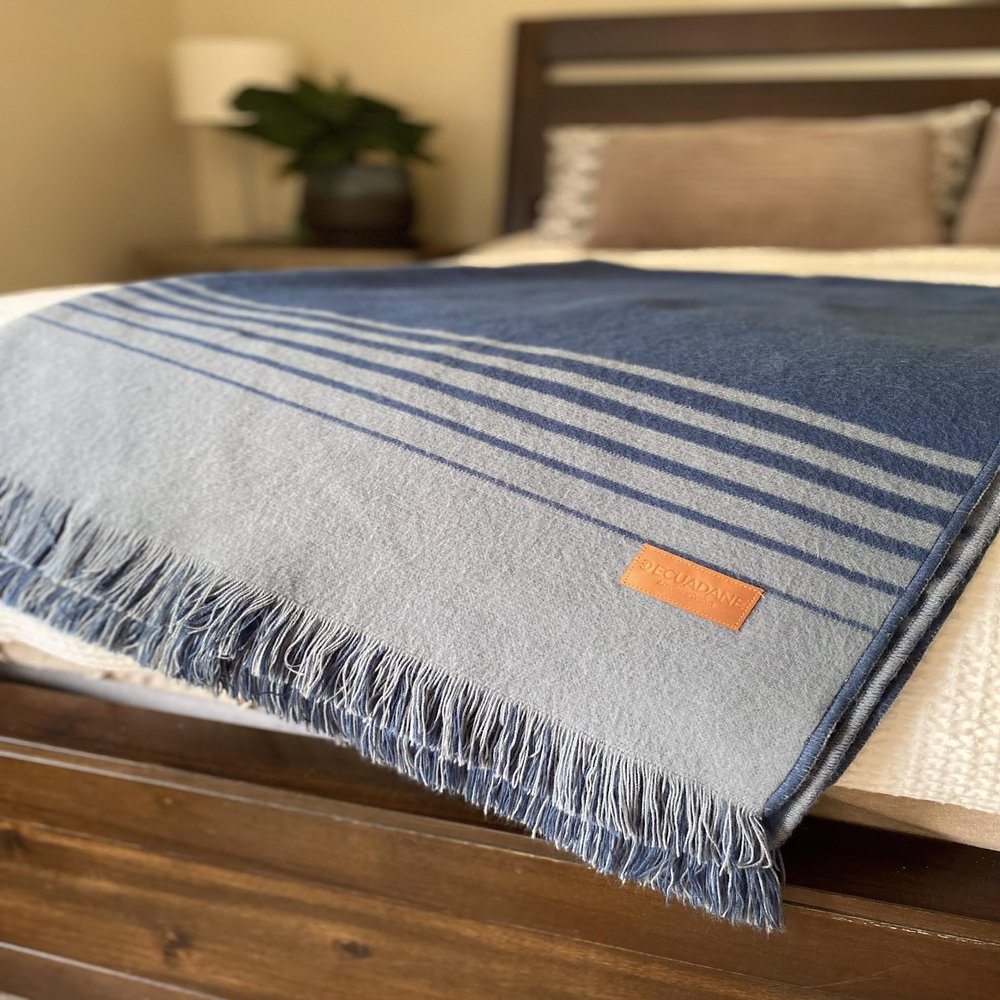 Ecuadane Throw Blanket for Couch, Sofa, Bed, Soft, Plush, Cozy, Warm, Lightweight, Boho, Bohemian Style, 51 x 71 Inches, Chicago Blue and Gray