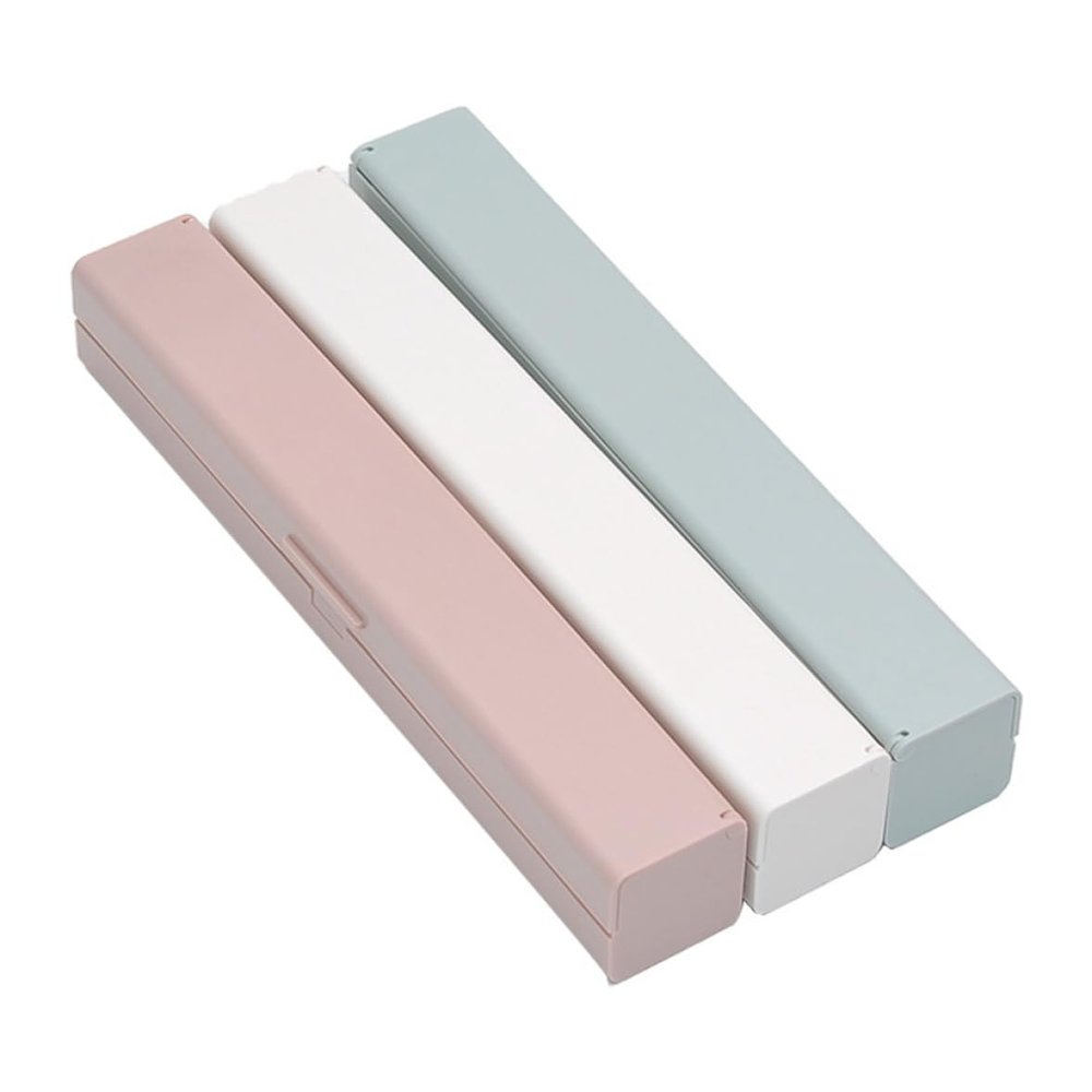 Pineeseatile Cling Film Dispenser Plastic Wrap Dispenser Food Wrap Cling Film Storage Organizer for Kitchen Aluminum Foil Wax Paper 3 Pieces (Color: Pink Blue White) Cling film cutting box, Full