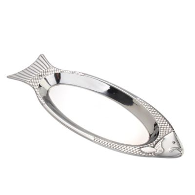 ZMQJEQANBG Modern Large Dinner Plates Creative Stainless Steel Dinner Plate Restaurant Oval Steamed Fish Plate Fish-Shaped Snack Dessert Plate Kitchen Tray Stackable Dinner Plates