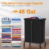 Hodonas Laundry Basket with Wheels, Rolling Laundry Hamper, 46 Gallons (170L), Removable and Machine Washable Liner, Steel Frame, Large Laundry Cart for Laundry Room, Bedroom, Bathroom, Dorm - Black view 2