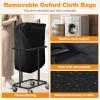 Hodonas Laundry Basket with Wheels, Rolling Laundry Hamper, 46 Gallons (170L), Removable and Machine Washable Liner, Steel Frame, Large Laundry Cart for Laundry Room, Bedroom, Bathroom, Dorm - Black view 4
