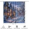 TOWINSFB 4Pcs Christmas Village Scenery Shower Curtain Set with Toilet Lid Cover Non-Slip Rugs for Bathroom, Town Tree Path Shower Curtain Bathroom Sets with Hooks, 72x72 Inch view 2