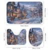 TOWINSFB 4Pcs Christmas Village Scenery Shower Curtain Set with Toilet Lid Cover Non-Slip Rugs for Bathroom, Town Tree Path Shower Curtain Bathroom Sets with Hooks, 72x72 Inch view 3
