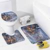 TOWINSFB 4Pcs Christmas Village Scenery Shower Curtain Set with Toilet Lid Cover Non-Slip Rugs for Bathroom, Town Tree Path Shower Curtain Bathroom Sets with Hooks, 72x72 Inch view 4