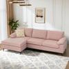 weaxty W 100" 3-Seat Sectional Sofa,L Shaped Couch with Reversible Chaise,Corduroy Cloud Couch for Living Room(Pink, Narrow Stripes) view 1