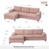 weaxty W 100" 3-Seat Sectional Sofa,L Shaped Couch with Reversible Chaise,Corduroy Cloud Couch for Living Room(Pink, Narrow Stripes) view 2