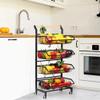 4 Tier Fruit Vegetable Storage Basket Rolling Cart with Handle and Wheels Trolley Cart for Kitchen Storage Organization (D 1) view 2
