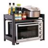 2-Tier Kitchen Baker's Rack Utility Microwave Oven Stand Storage Cart Workstation Shelf Hooks Organizer Baker's Shelves Bar Hutch Industrial Oven Standing Spice Wine Adjustable Shelving view 1