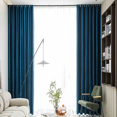 Beydodo Grommet Curtains 72 inch Length, Living Room Curtains for Windows 2 Panel Sets Solid Blue, Curtains Velvet 54 x 72inch