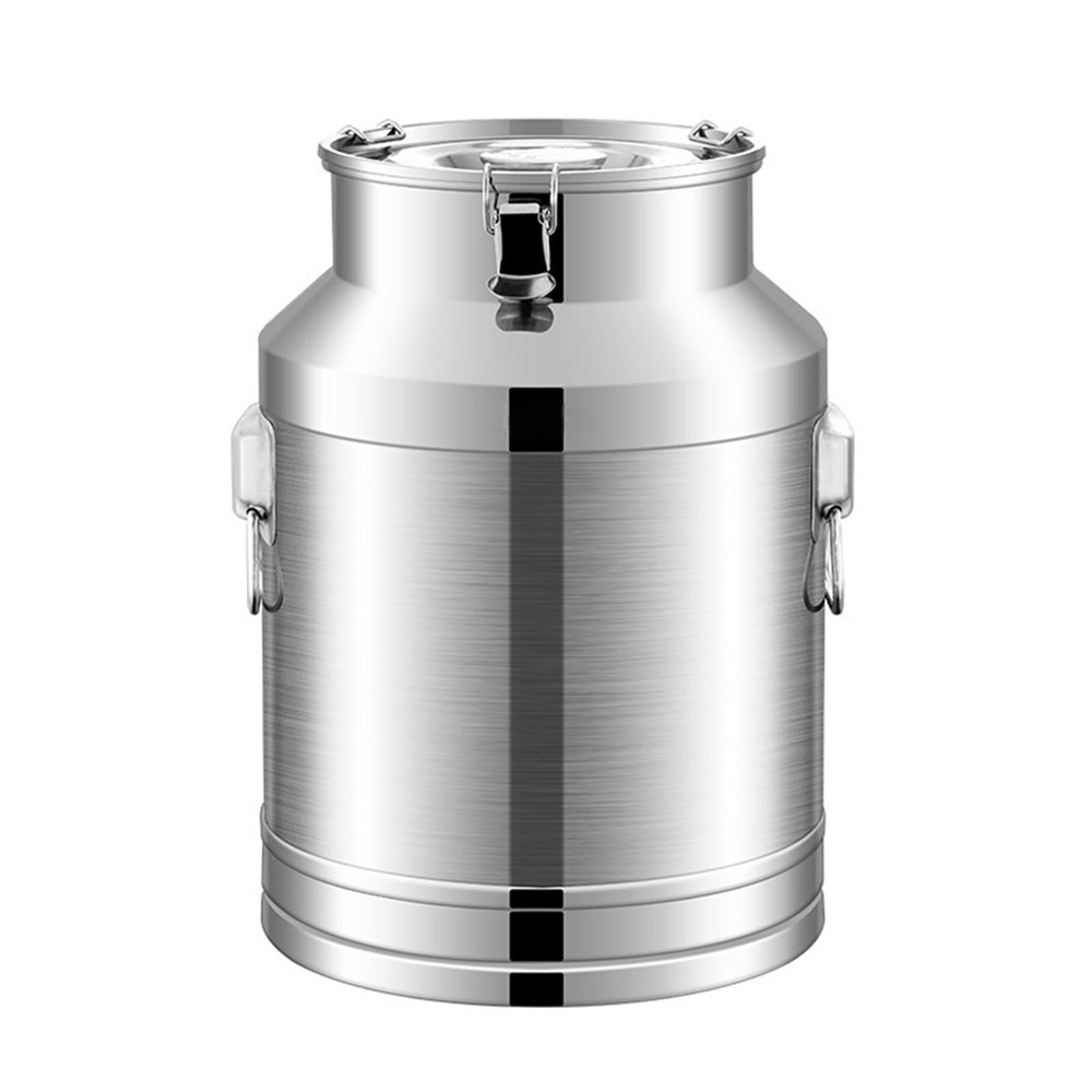 201 Stainless Steel Milk Can, 5-100L Milk Bucket Wine Pail Oil Barrel Tea Canister Tote Jug with Sealed Lid And Carry Handle for Liquid Storage Container, 28L ()