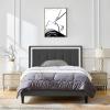 Full Size Upholstered Platform Bed Frame with headboard and Sturdy Wooden slats, high Load Bearing Capacity, Non Slip and noiseless, no Springs Required, Easy to Assemble, Dark Gray Bed view 4