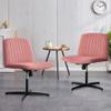 Generic Pink Velvet Material. Home Computer Chair Office Chair Adjustable 360 Swivel Cushion Chair with Black Foot Swivel Chair Makeup Chair Study Desk Chair. No Wheels Set of 2 view 1