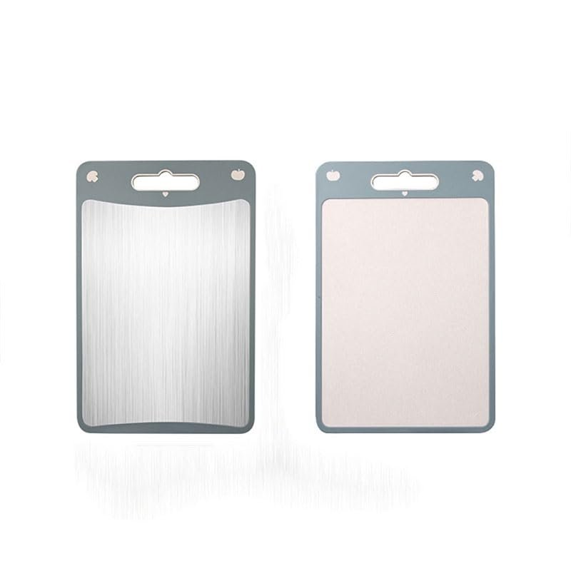 Double-Sided Stainless Steel Cutting Board for Kitchen Stainless Steel Straw PP,Easy to Clean Large Cutting Board (Large)