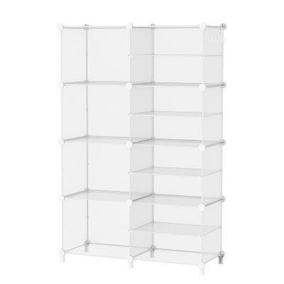 AWTATOS Closet Organizer 8 Cube Storage Shelves Clothes Organizers Closet Storage Stackable Cubby Shelving for Closet Bedroom Living Room Office, Transparent Twill