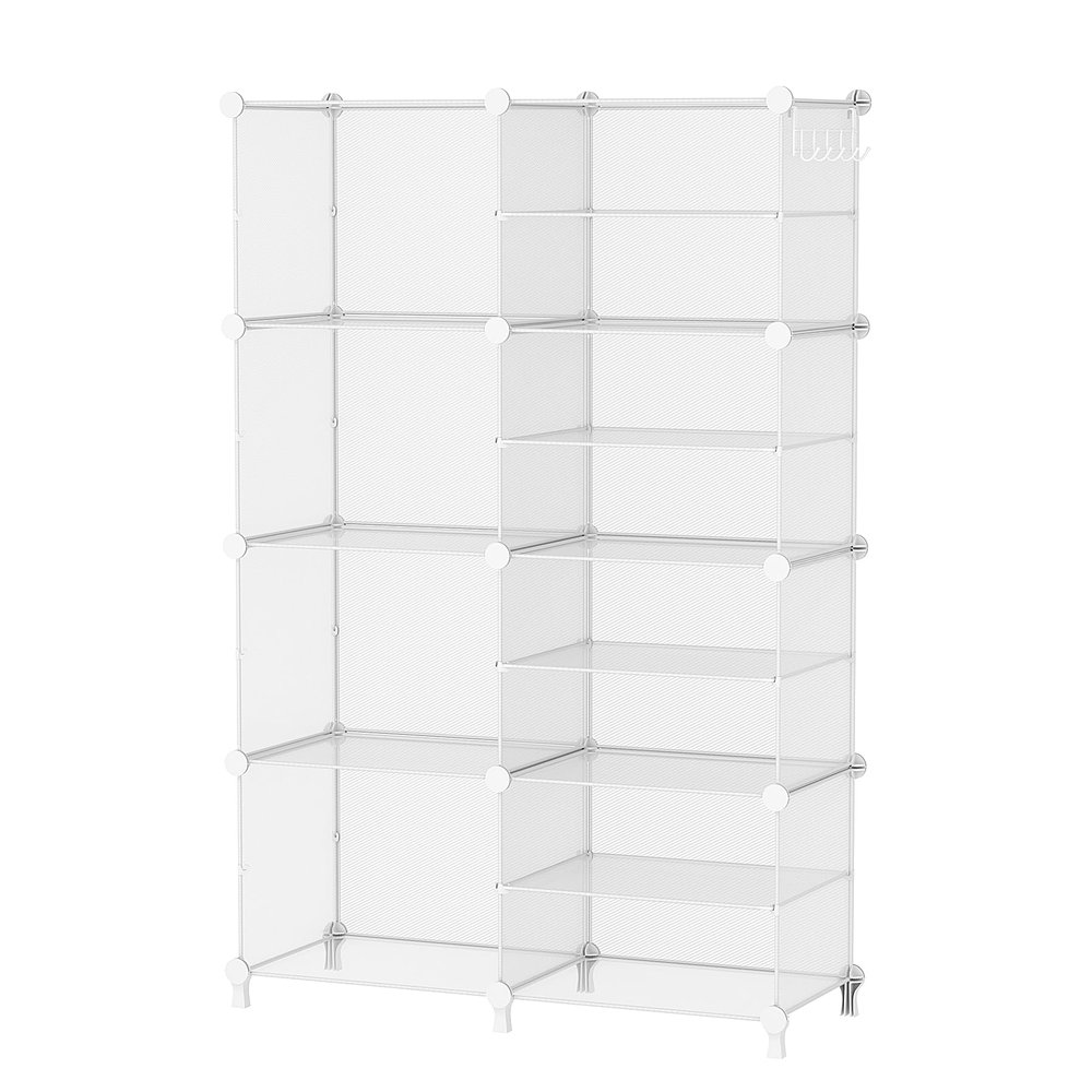 AWTATOS Closet Organizer 8 Cube Storage Shelves Clothes Organizers Closet Storage Stackable Cubby Shelving for Closet Bedroom Living Room Office, Transparent Twill