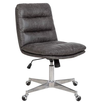 Generic Upholstered Adjustable Swivel Armless Office Chair Desk Chair Vintage Brown