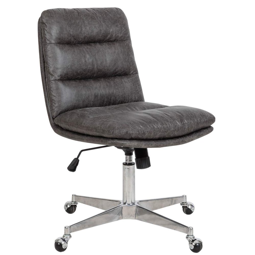 Generic Upholstered Adjustable Swivel Armless Office Chair Desk Chair Vintage Brown