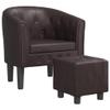 BUKSCYJS Floor Chair Arm Chair Living Room Chairs,Sleeper Sofa Tub Chair with Footstool Brown Faux Leather,for Apartment Living and Home Office view 3