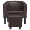 BUKSCYJS Floor Chair Arm Chair Living Room Chairs,Sleeper Sofa Tub Chair with Footstool Brown Faux Leather,for Apartment Living and Home Office view 4
