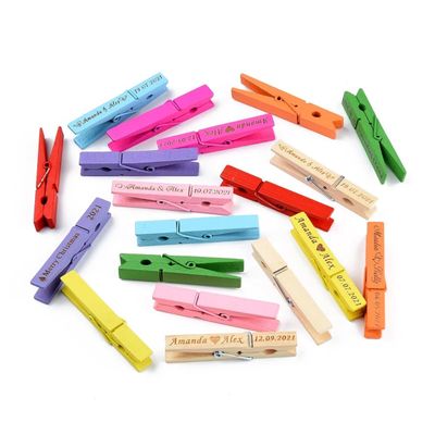 Personalized Clothes Pins - Engrave, Customize Special Little Personalized Gift, Customized Clothespins Baby Shower Clothespins Table Decor, Personalized Engraved Wood Rustic Clothespins(40pcs)
