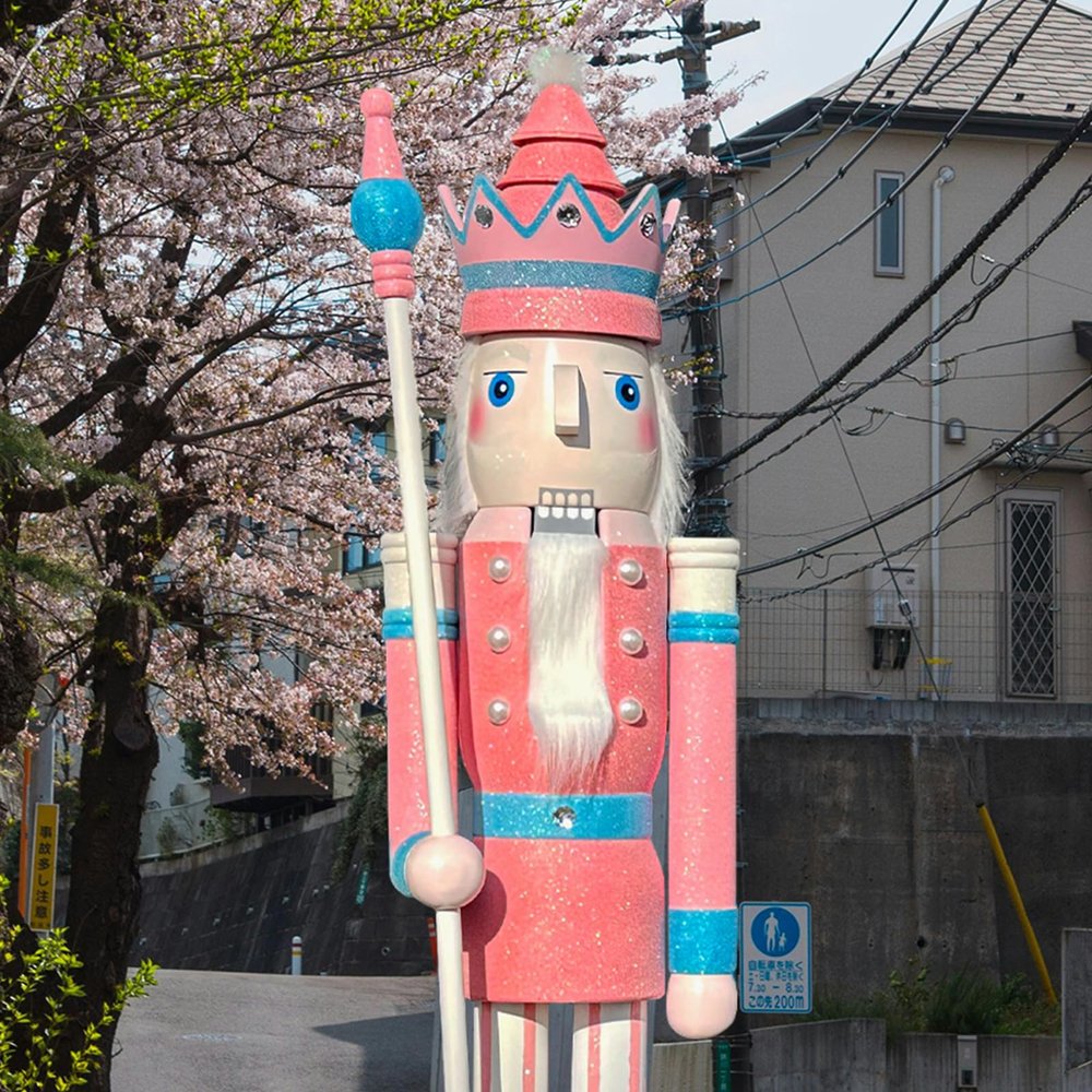CDL Life Size 6 feet Wooden Nutcracker Glitter Pink King K36
