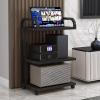 YVYKFZD 3/4-Tier AV Media Stand, Movable Audio Rack Component Cabinet, Open Stereo Cabinet Storage Wooden Shelf, Portable Multi-Function Media Storage Cabinet(Color:Black 3 Tier-19.6"X15.7"X34.6") view 1