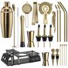 Martini Barware Mixing Tools 24pcs Cocktail Set Boston Shaker Mixer Stainless Drink Making Kit for Home Bar Use Home Bartending(Color:R) view 4