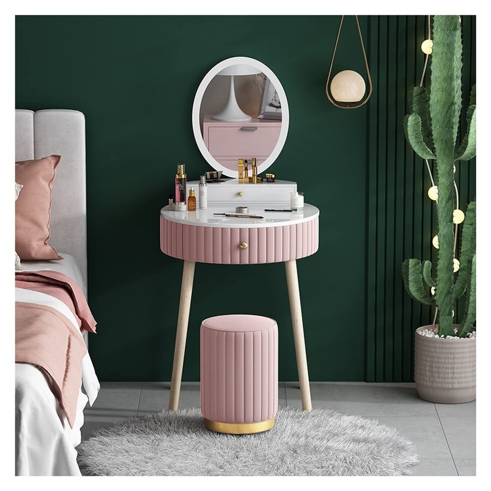 HEAIQI Vanity Desk Makeup Desk Single Luxury Makeup Table with Mirrorc Dressing Table for Bedroom Furniture Modern Mini Dresser Desk for Bedroom(Color:A)