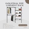 Anynice Industrial Pipe Clothing Rack, Wall Mounted Garment Black Wall Hanging Clothing Rack, Heavy Duty Clothes Rack for Walk in Closet Storage, Laundry Room, 14.6x76x82.7 Inches, Model Y02 view 2