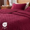 ALPHA HOME Velvet Quilt Set Extra Queen Size Bedspread Coverlet Set, Elegant and Stylish 3D Air Layer Velvet Coverlet Set, Lightweight All Season Bedding Set(1 Coverlet, 2 Pillow Shams) view 2
