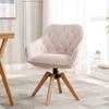 Generic Solid Wood Tufted Upholstered Armless Home Office Chair, Beige view 2