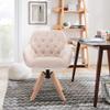 Generic Solid Wood Tufted Upholstered Armless Home Office Chair, Beige view 3