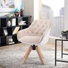 Generic Solid Wood Tufted Upholstered Armless Home Office Chair, Beige view 4