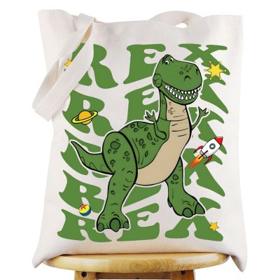 WZMPA Funny Rex Dinosaur Tote Bag Rex Lover Gift Rex Cartoon Reusable Grocery Bag Rex Merchandise (Rex Tote)