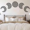 Mimiso Moon Phase Wall Decor,Moon Wall Art,Mandala Moon Decor,Phases of the Moon Wall Decor,Boho Above Bed Wall Decor,Wall Art for Bedroom,Living Room (Black, Diameter: 13.77" / 35 cm) view 1