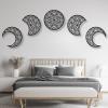 Mimiso Moon Phase Wall Decor,Moon Wall Art,Mandala Moon Decor,Phases of the Moon Wall Decor,Boho Above Bed Wall Decor,Wall Art for Bedroom,Living Room (Black, Diameter: 13.77" / 35 cm) view 3