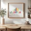 Cincinnati Skyline Print, Watercolor Cityscape, United States Wall Art Poster, Watercolour Map, City Skyline Canvas view 2