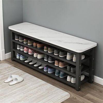 NIUYAO Storage Bench Modern Metal/Marble Boot & Shoe Boxes Simple Style Entryway Bench 3-Tier Shoe Rack Organizer -71" L x 14" W x 22" H