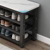 NIUYAO Storage Bench Modern Metal/Marble Boot & Shoe Boxes Simple Style Entryway Bench 3-Tier Shoe Rack Organizer -71" L x 14" W x 22" H view 3