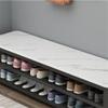 NIUYAO Storage Bench Modern Metal/Marble Boot & Shoe Boxes Simple Style Entryway Bench 3-Tier Shoe Rack Organizer -71" L x 14" W x 22" H view 4