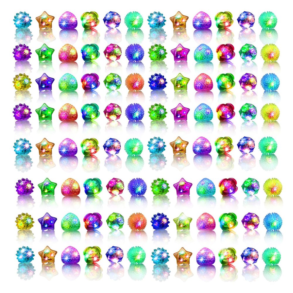 Valentines Day 48 Pcs Light Up Rings, New Year Glow In The Dark Party Supplies, 6 Style Flashing Glow In The Dark Rings for Adults & Kids, LED Ring for Birthday Party Favors, Concert, Raves, Halloween, Christmas