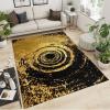 Abstract Golden Growth Rings Area Rug, Black Background Irregular Circular Pattern Non Slip Living Room Rug, Machine Washable Carpet for Bedroom Study Dining Room Decor Floor Mat - 3 ft x 4 ft view 2