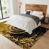 Abstract Golden Growth Rings Area Rug, Black Background Irregular Circular Pattern Non Slip Living Room Rug, Machine Washable Carpet for Bedroom Study Dining Room Decor Floor Mat - 3 ft x 4 ft view 3