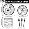 200Pcs Musical Note Plates Napkins Music Notes Themed Party Tableware Set Baby Shower Dinnerware Disposable Music Dessert Plates for Concert Birthday Party Baby Shower Decor Supplies Serve 50 view 2