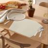 Ldtrchee Round Table Placemats Set of 6, Ivory White Wedge Shaped Place Mat for Dining Table, Modern Pure Ivory White Heat Insulation Non-Slip Table Mats for Kitchen Decor view 3