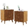 affeivul Mid Century Modern Dresser, 3 Drawer Dresser for Bedroom Wood, 3 Drawer Nightstand Set of 2, Storage Cabinet Side Table with Solid Wood Legs, Small End Table for Closet, Living Room (Walnut) view 1