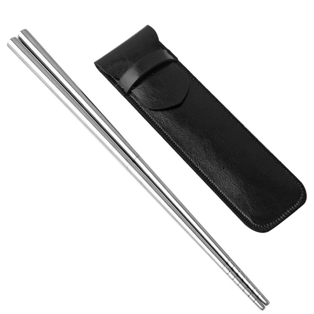 FENOKD Reusable Stainless Steel Chopsticks Set Gift, Travel Chopsticks With Box, Reusable Chinese Portable Chopsticks Cutlery, Dishwasher Safe (B )