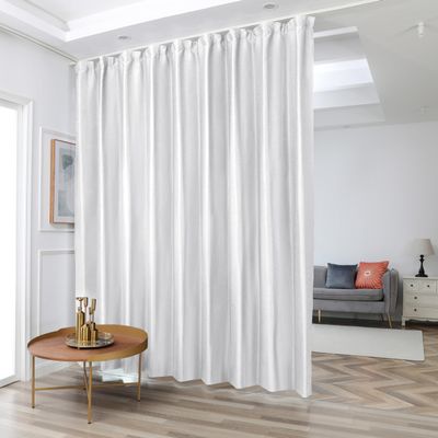 Phating Room Divider Curtains, Blackout Ceiling Track Curtains with Hook,Extra Wide Theater Curtains Perfect for Living Room and Bedroom(1Panel, White, W10ft x H8ft), GL-WHITE-10X8FT
